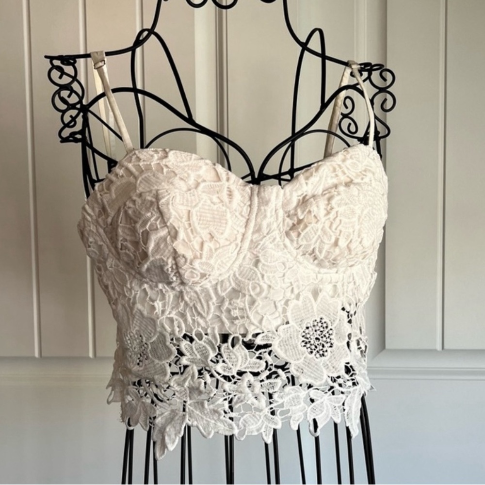White Crochet Bustier Top L